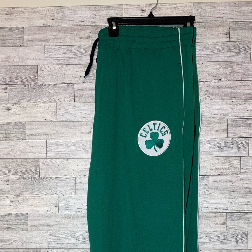Mens Reebok NBA Fusion Boston Celtics Green/White Throwback Basketball Pants 4X